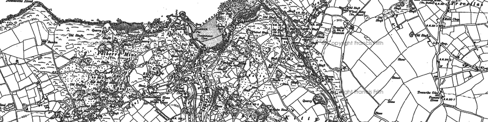 Old map of Trevaunance Cove in 1906