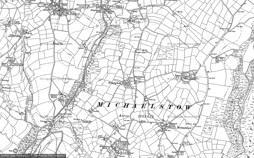 Old Map of Historic Map covering Tregreenwell in 1880