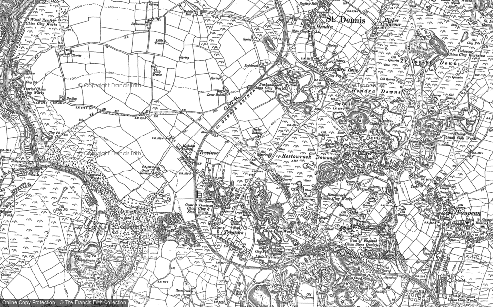 Old Map of Treviscoe, 1879 in 1879