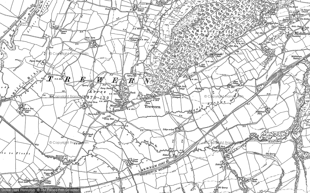 Old Map of Historic Map covering Yewtree Ho in 1900