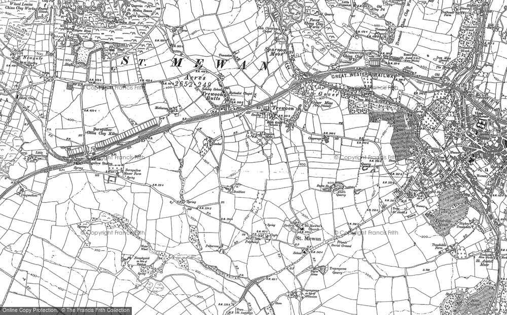 Old Map of Historic Map covering Bosithow Barn in 1879