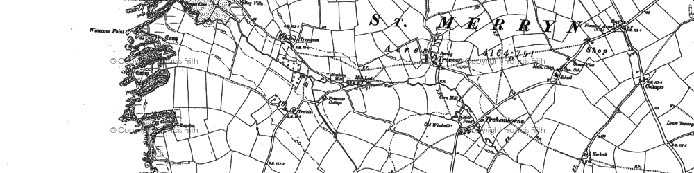 Old map of Treyarnon in 1880