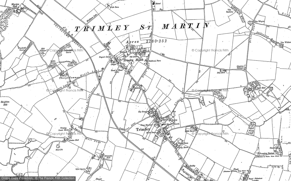 Old Map of Historic Map covering Trimley Lower Street in 1881