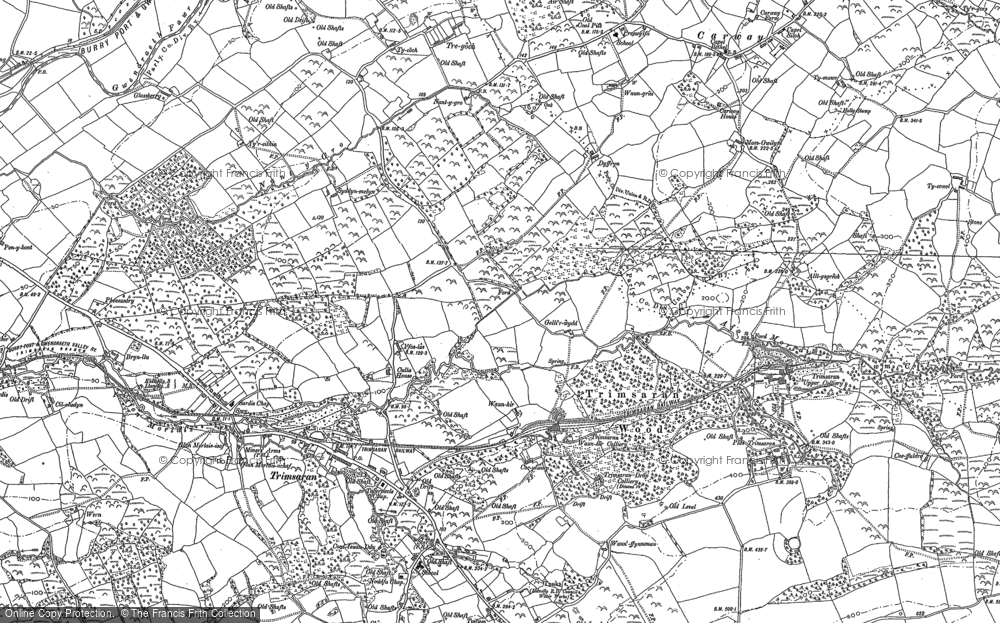 Old Map of Historic Map covering Waun y Clyn in 1879