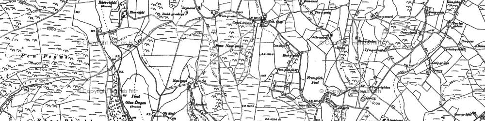 Old map of Trisant in 1886