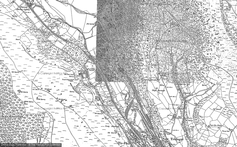 Old Map of Historic Map covering Y Darren in 1915