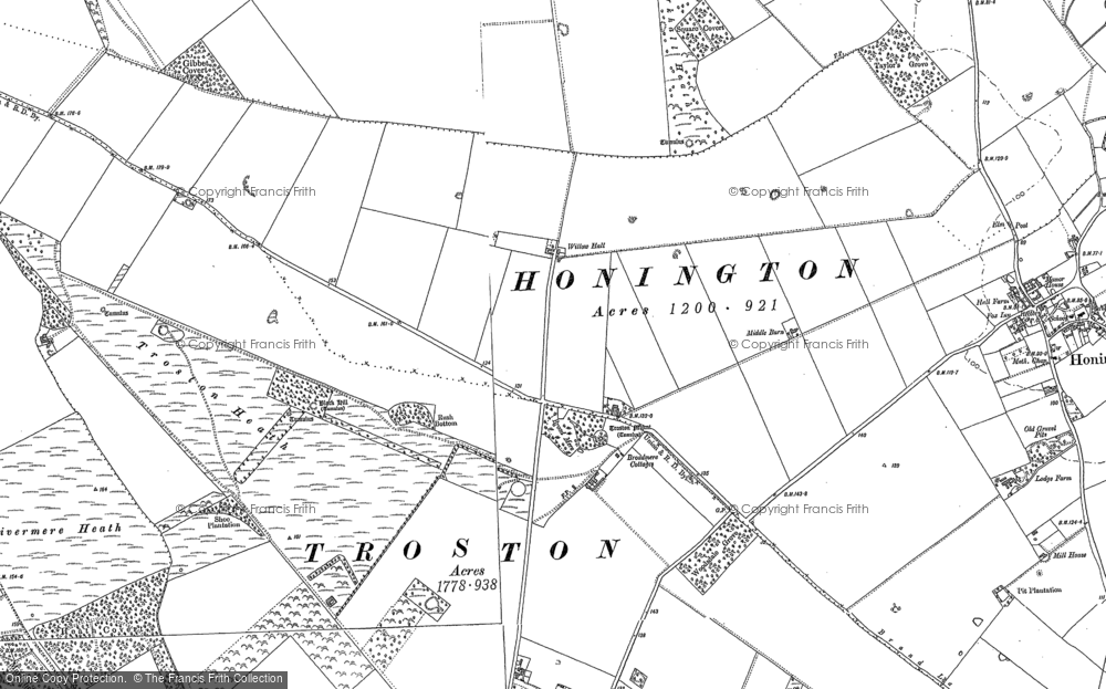 Old Map of Historic Map covering Black Hill in 1882