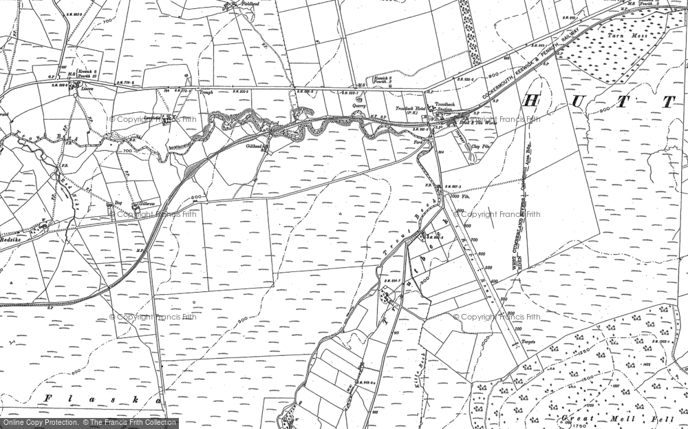Old Map of Historic Map covering Lane Head in 1898