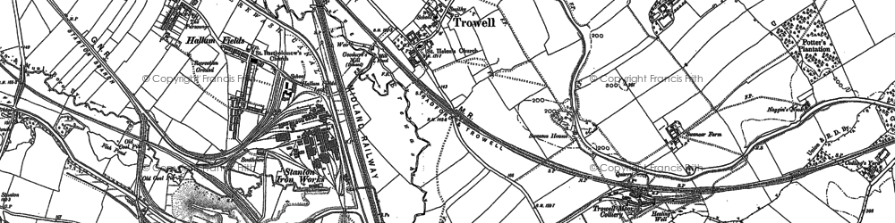 Old map of Trowell in 1899