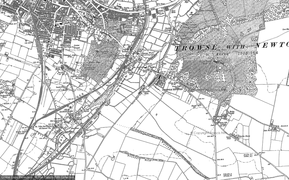Old Map of Trowse Newton, 1881 - 1905 in 1881