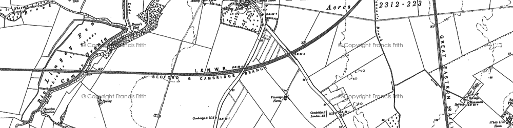 Old map of Trumpington in 1885