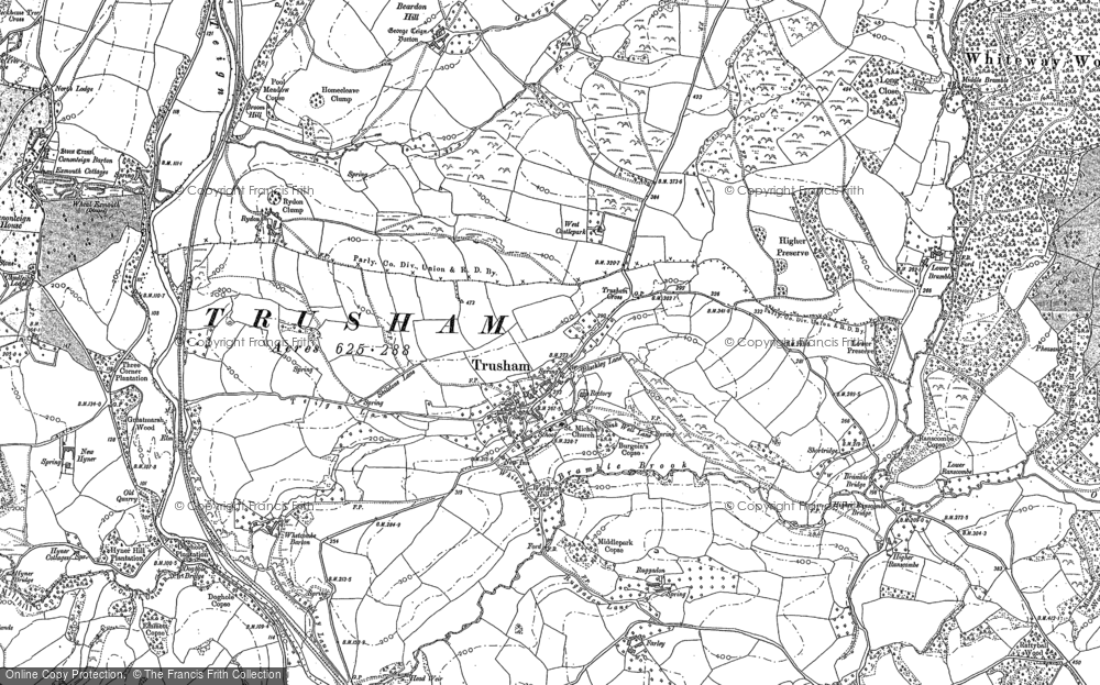 Trusham old Devon map 101-3-1905 