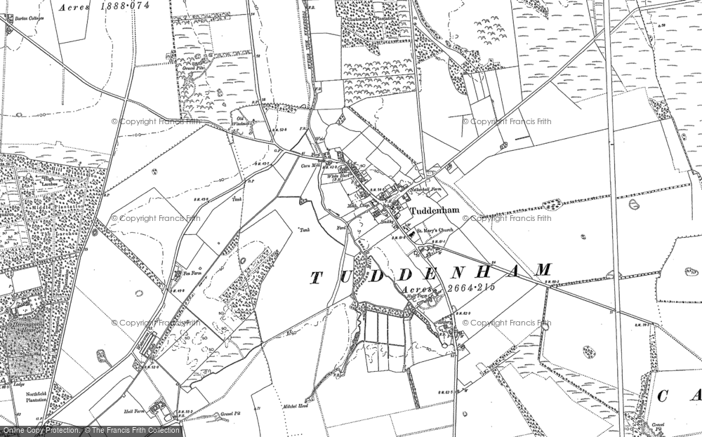 Old Map of Tuddenham, 1882 in 1882