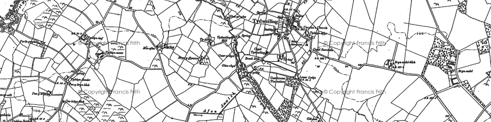 Old map of Rhos-y-llan in 1899