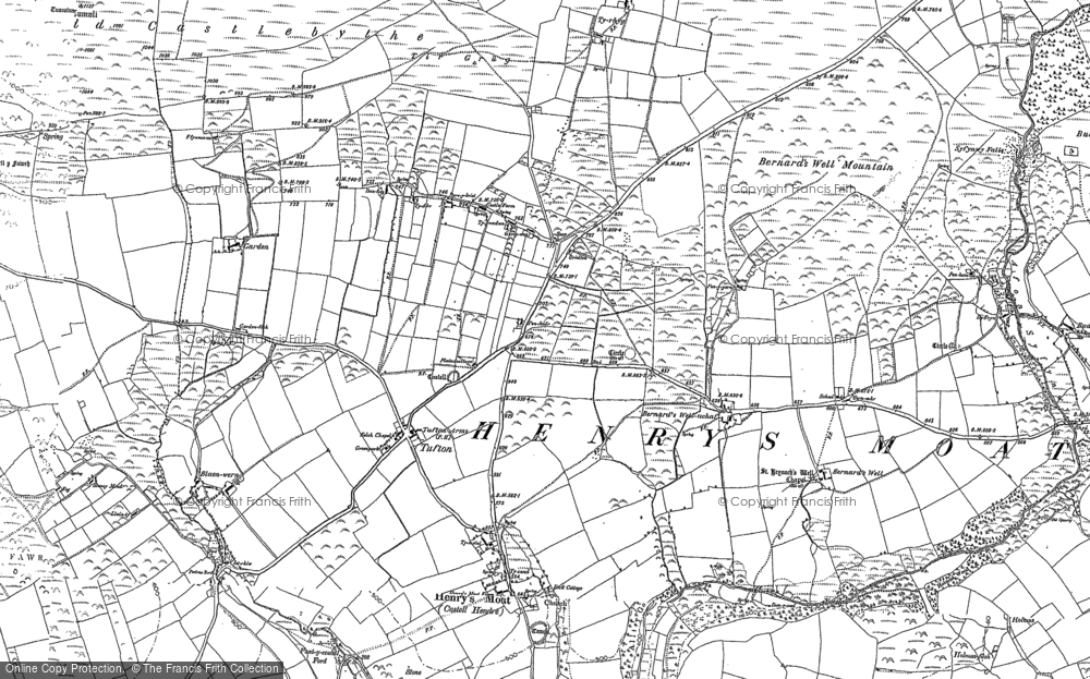 Old Map of Historic Map covering Rhos Fawr in 1887