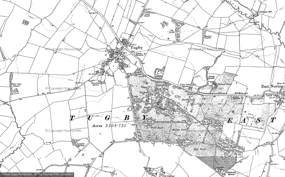 Old Map of Historic Map covering Briery Leys Spinney in 1902