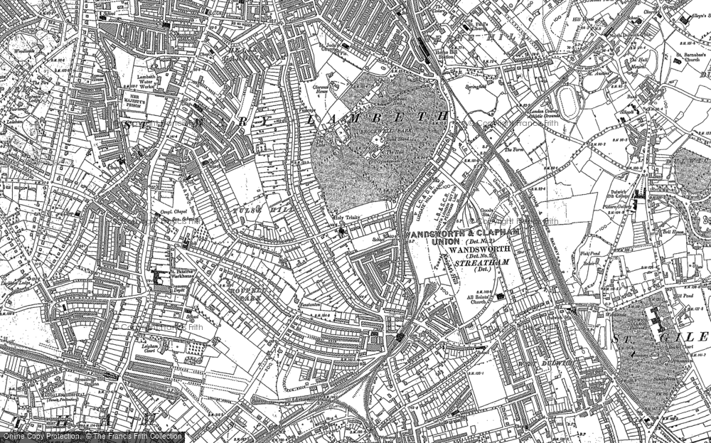 Old Map of Historic Map covering Knight's Hill in 1894