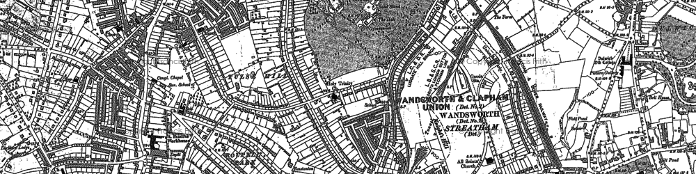 Old map of Tulse Hill in 1894