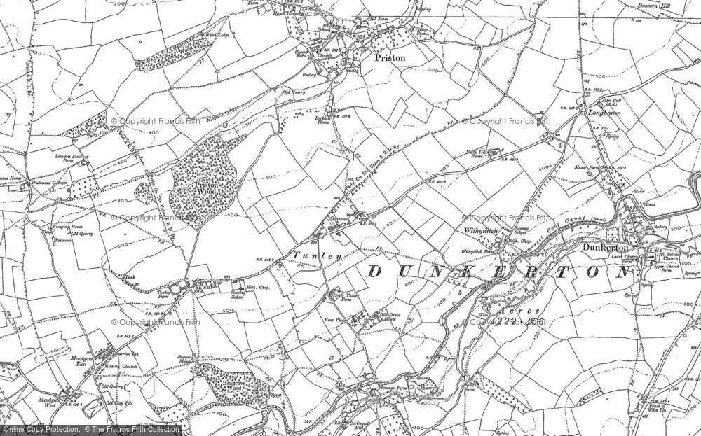Old Map of Tunley, 1883 - 1884 in 1883