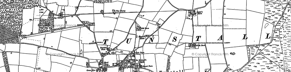 Old map of Tunstall Forest in 1883
