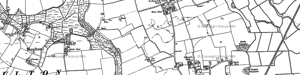 Old map of Tunstall in 1884