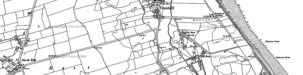 Old map of Tunstall in 1908
