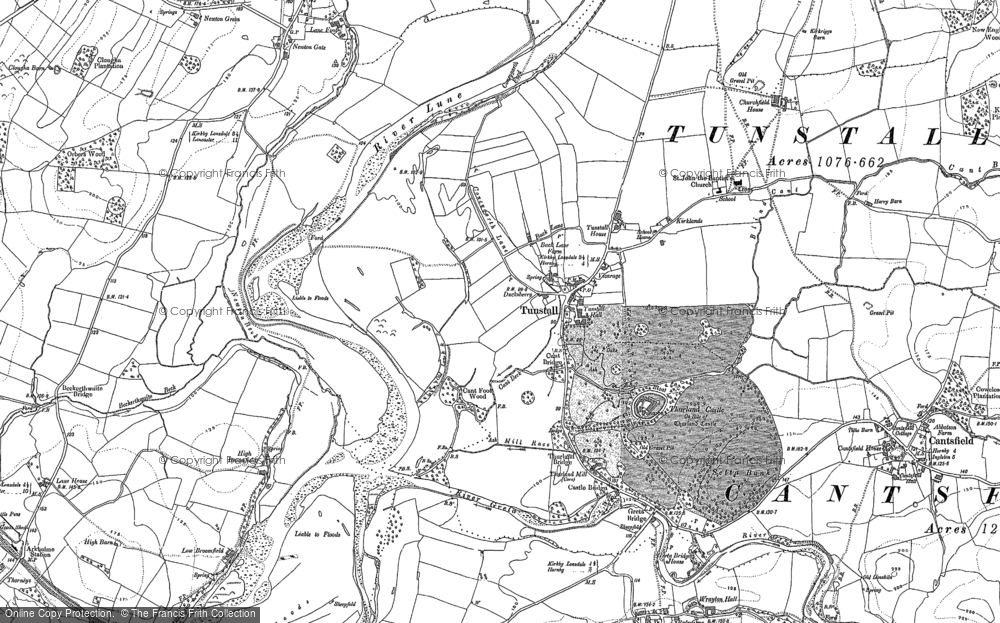 Old Map of Tunstall, 1910 in 1910