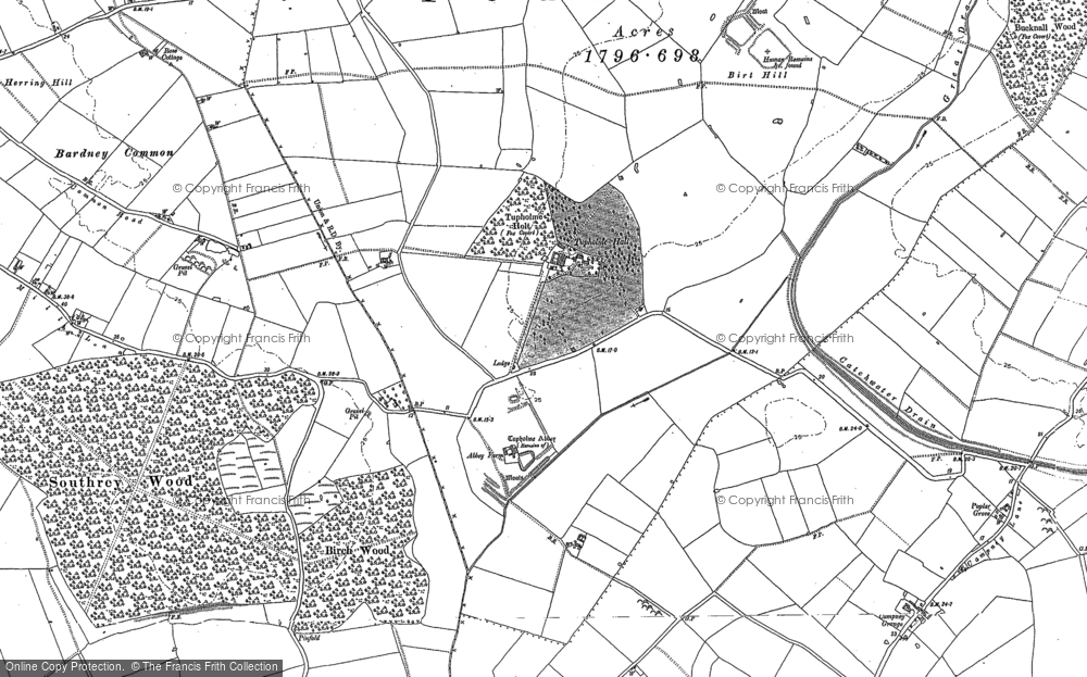 Old Map of Historic Map covering Birt Hill in 1886
