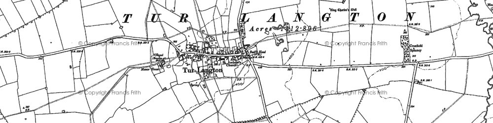 Old map of Tur Langton in 1885