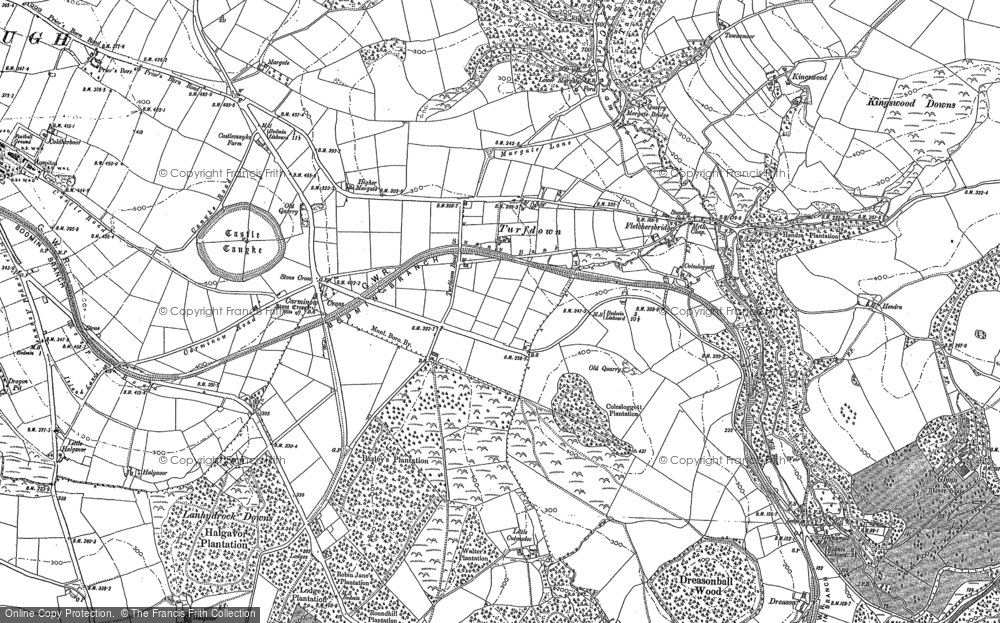 Old Map of Historic Map covering Bazley's Plantn in 1881