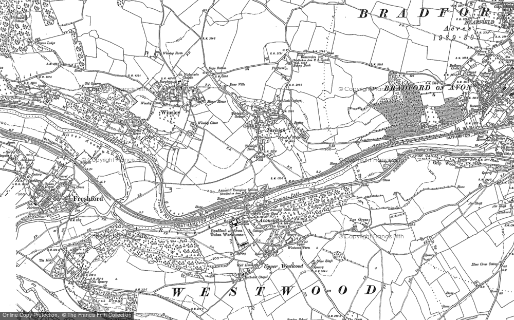 Old Map of Historic Map covering Belcombe Court in 1899