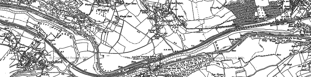 Old map of Belcombe Court in 1899
