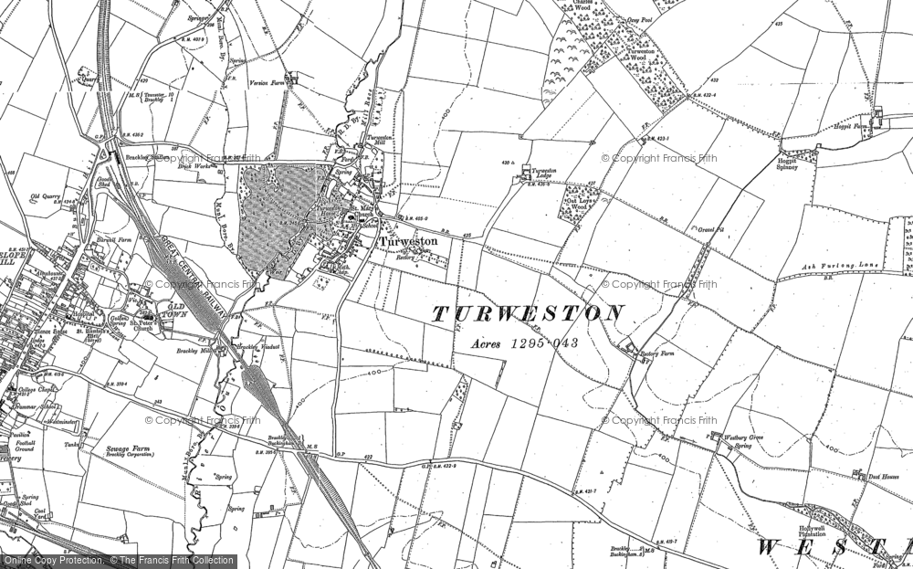 Old Map of Turweston, 1883 - 1898 in 1883