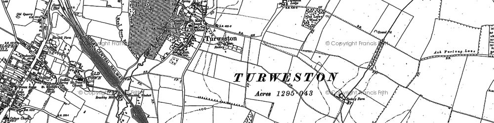 Old map of Turweston in 1883