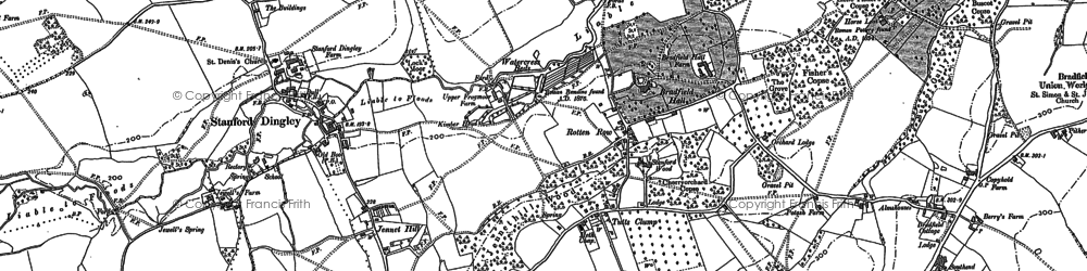 Old map of Bradfield Ho in 1898