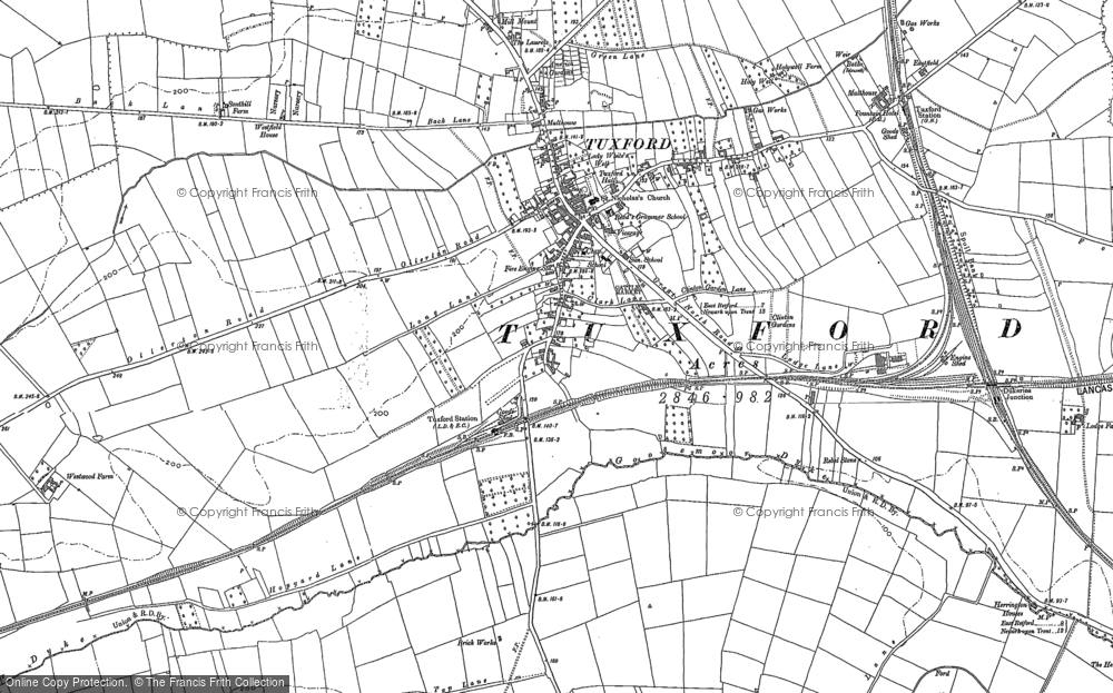 Old Map of Tuxford, 1884 in 1884