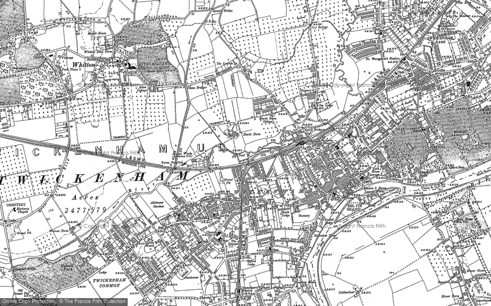 Old Ordnance Survey Maps West Twickenham Strawberry Hill London 1894 Godfrey Ed 