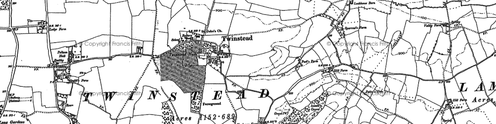 Old map of Twinstead in 1896