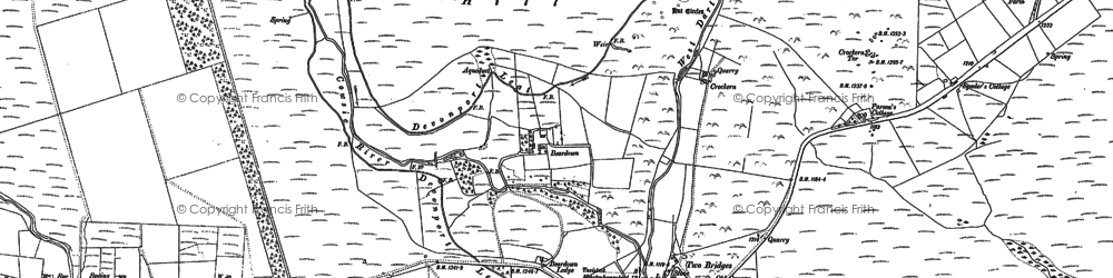 Old map of Beardown Tors in 1883
