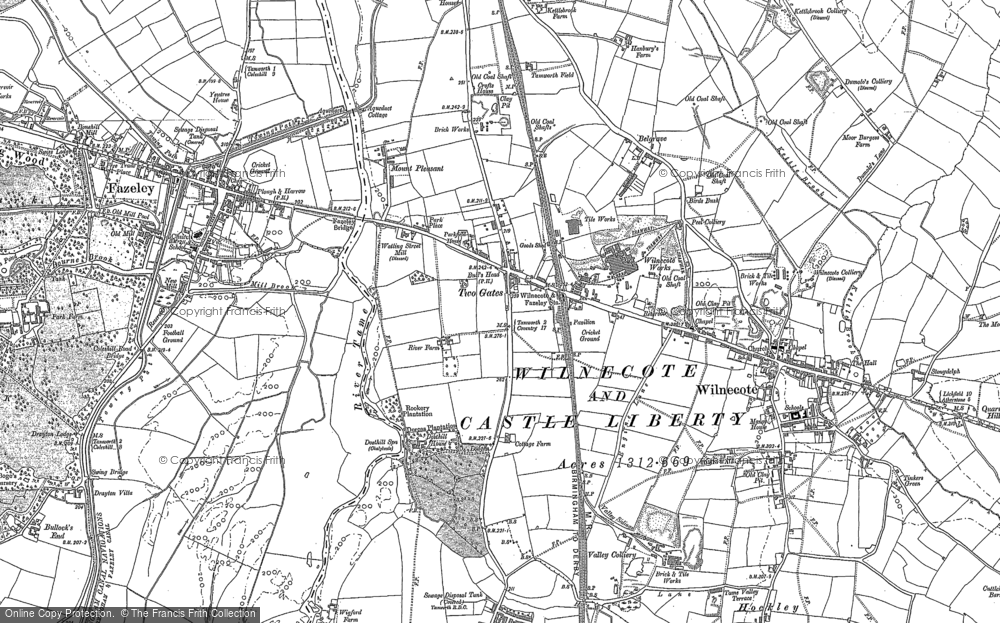 Old Map of Two Gates, 1883 - 1901 in 1883