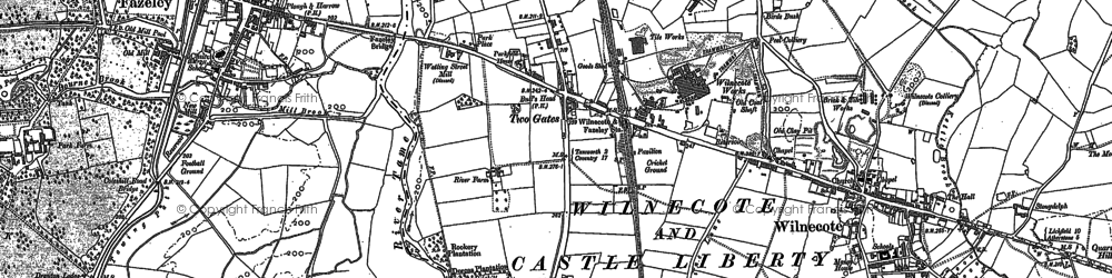 Old map of Two Gates in 1883