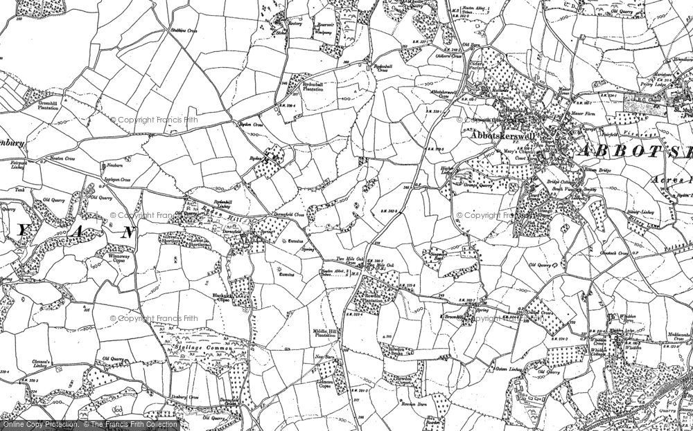 Old Map of Two Mile Oak Cross, 1886 in 1886