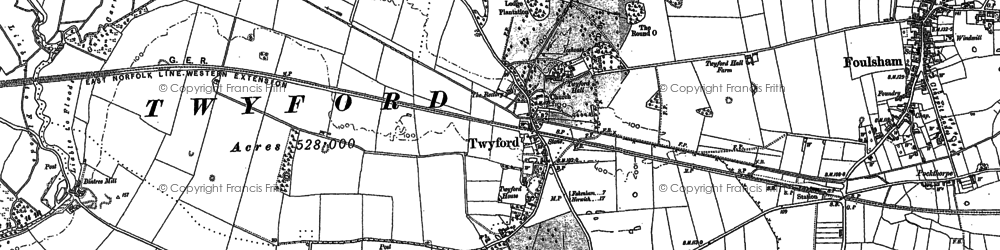 Old map of Twyford in 1885