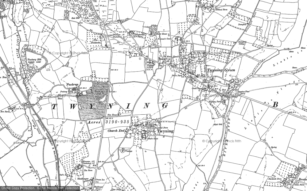 Old Map of Historic Map covering Church End in 1884