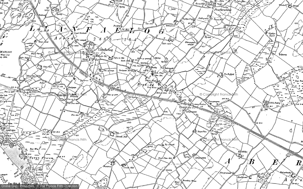 Old Map of Historic Map covering Bodgedwydd in 1899