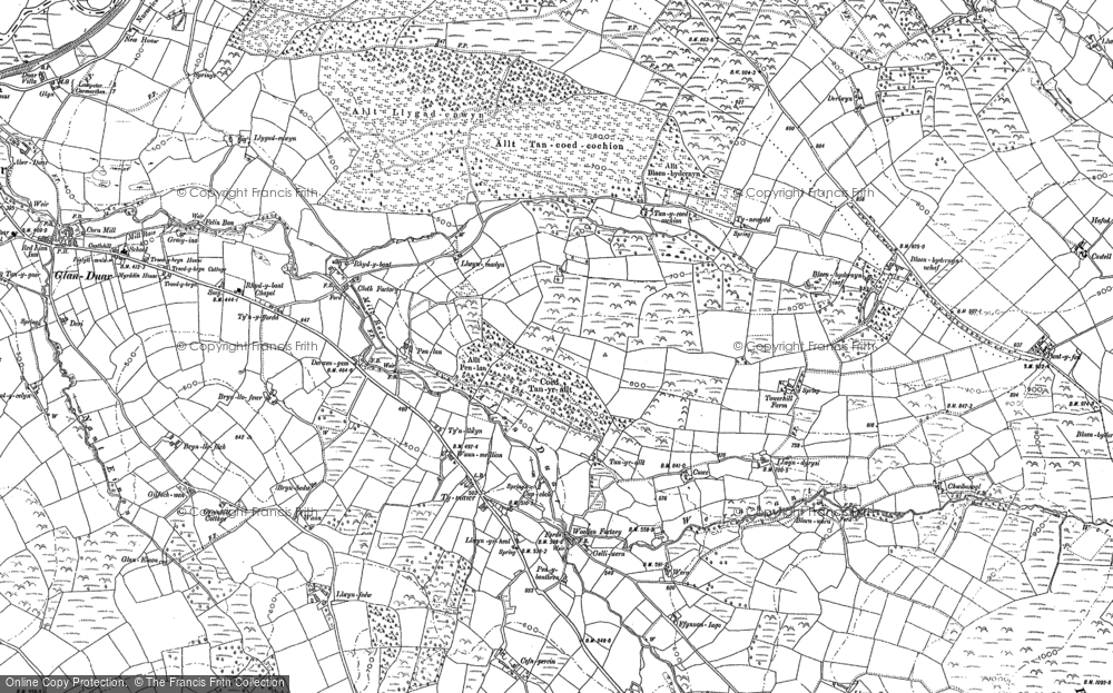 Old Map of Historic Map covering Blaen-bydernyn in 1904