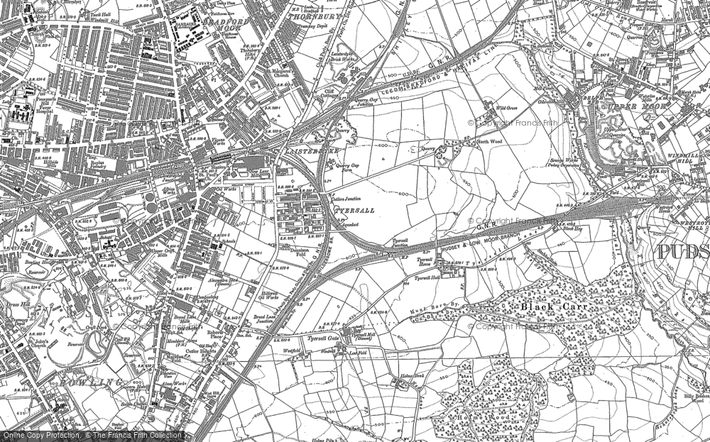 Old Map of Tyersal, 1890 - 1892 in 1890
