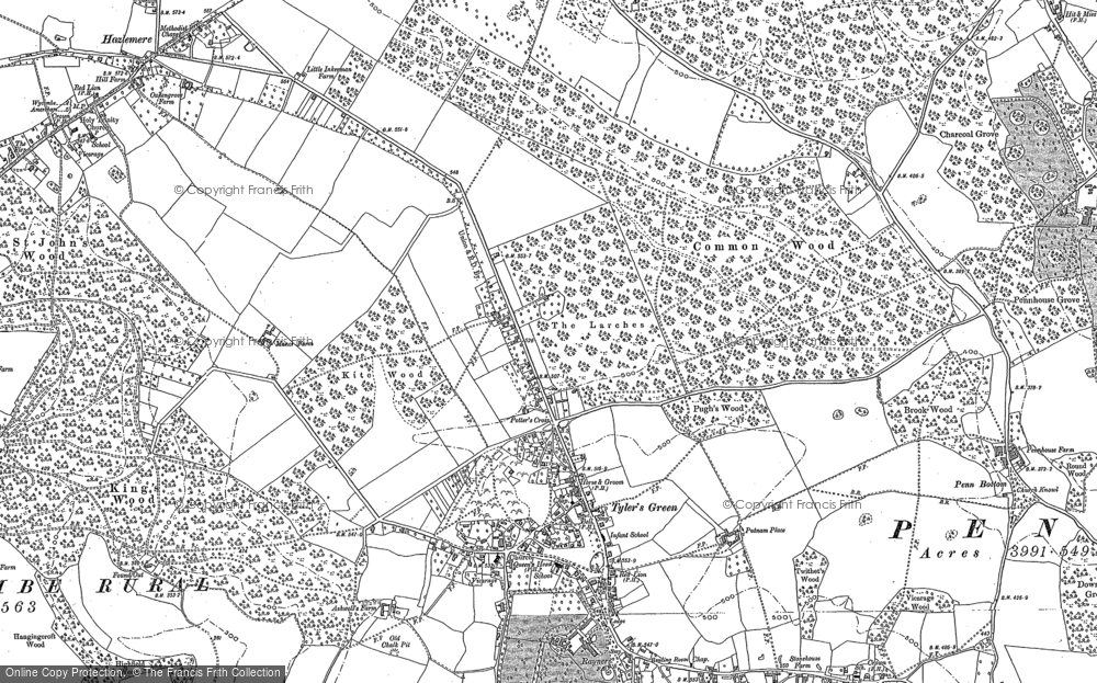Old Map of Tylers Green, 1897 in 1897