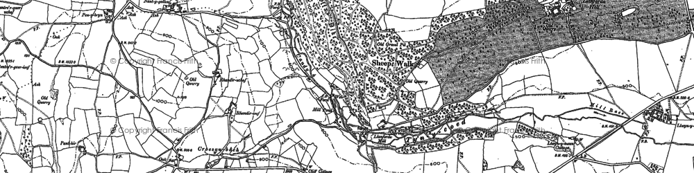 Old map of Tyn-y-coed in 1874