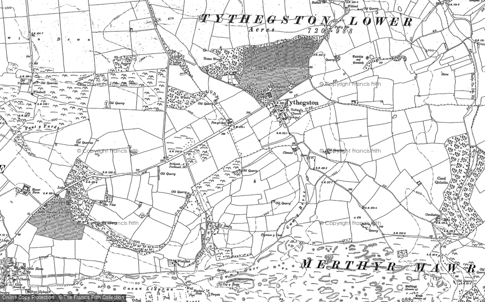 Old Map of Tythegston, 1913 - 1914 in 1913